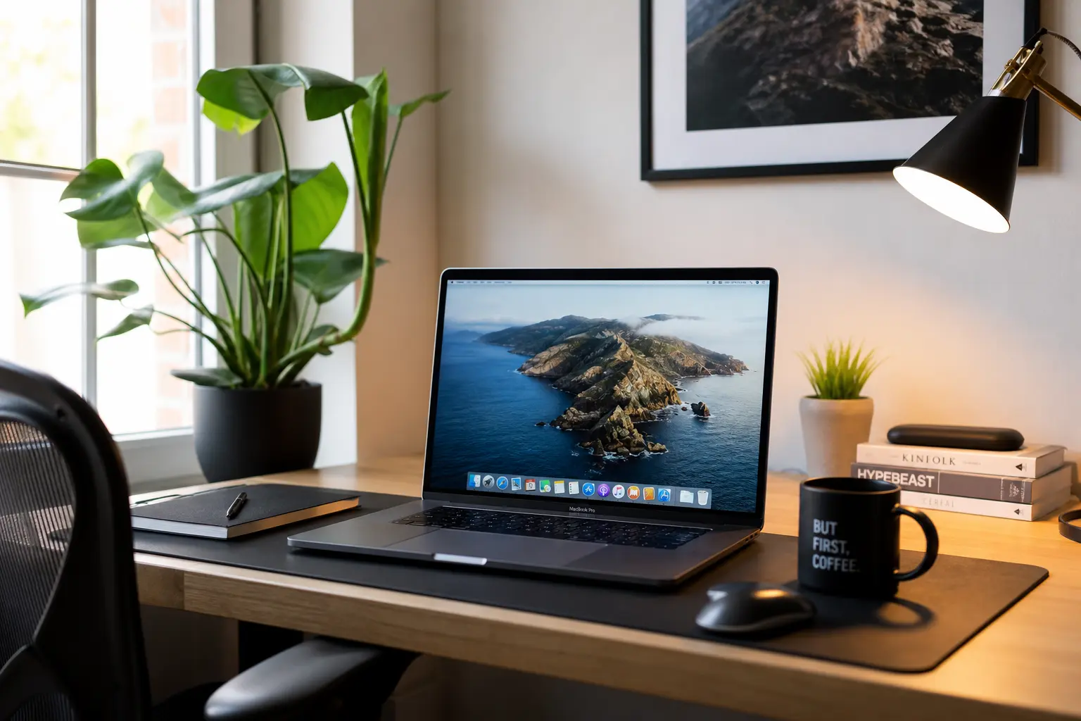Work-from-home desk setup for remote design work